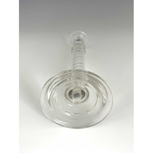 533 - A large opaque twist candlestick, circa 1880, hollow column form with alternating multi thread and s... 