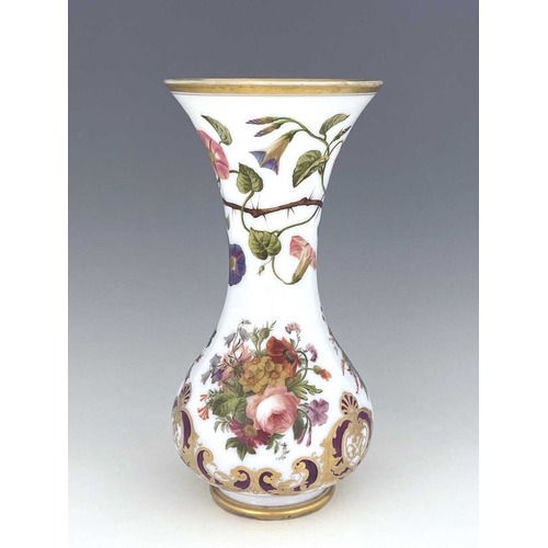 539 - A large Baccarat enamelled opaline glass vase, circa 1860, baluster form, painted with campanula and... 