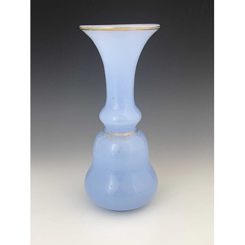 540 - Baccarat, a blue opaline glass vase, circa 1850, double ogee gourd form with flared neck, opaque wit... 