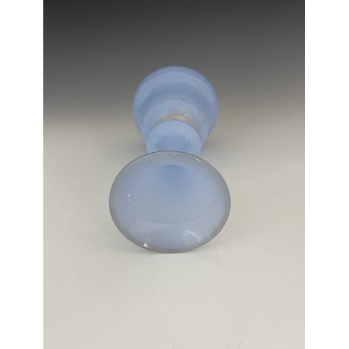 540 - Baccarat, a blue opaline glass vase, circa 1850, double ogee gourd form with flared neck, opaque wit... 