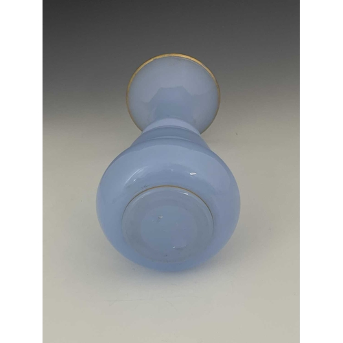 540 - Baccarat, a blue opaline glass vase, circa 1850, double ogee gourd form with flared neck, opaque wit... 