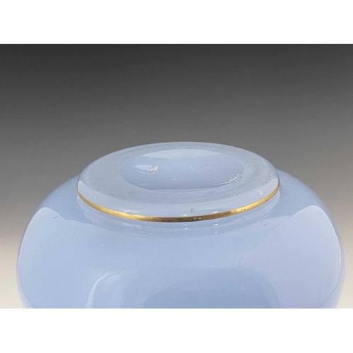 540 - Baccarat, a blue opaline glass vase, circa 1850, double ogee gourd form with flared neck, opaque wit... 