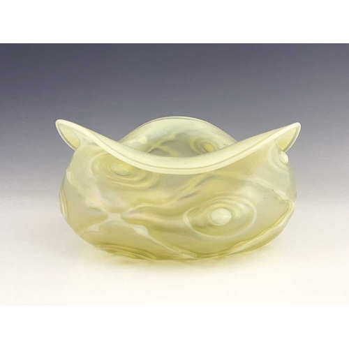 566 - John Walsh Walsh, an Arts and Crafts opalescent glass bowl, circa 1900, Opalene Brocade design, squa... 