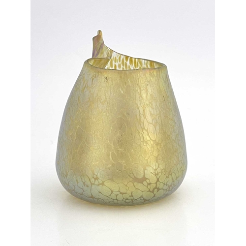 583 - Loetz, a Secessionist iridescent glass Candia Papillon vase, conical ovoid form with pinched and coi... 