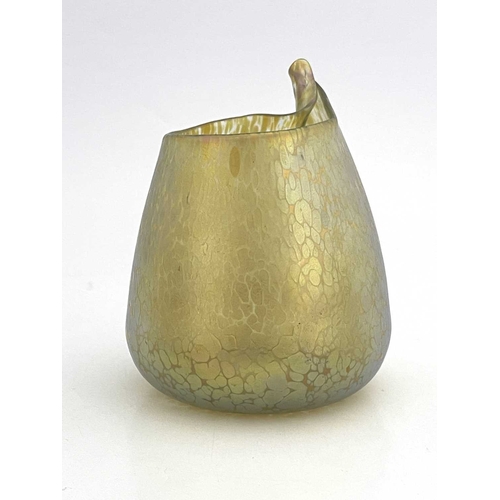 583 - Loetz, a Secessionist iridescent glass Candia Papillon vase, conical ovoid form with pinched and coi... 