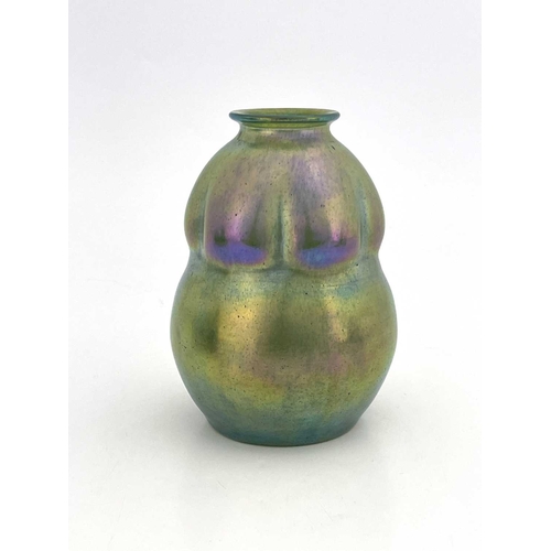 584 - Loetz, a Secessionist iridescent glass Goldiris vase, circa 1910, double gourd form with lobed upper... 