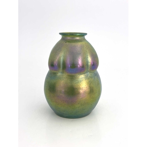 584 - Loetz, a Secessionist iridescent glass Goldiris vase, circa 1910, double gourd form with lobed upper... 