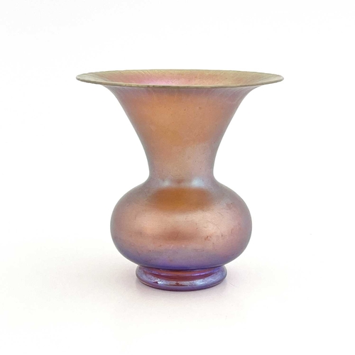 589 - WMF, a Jugendstil Myra iridescent glass vase, ovoid form with flared trumpet neck, crackled glaze to... 