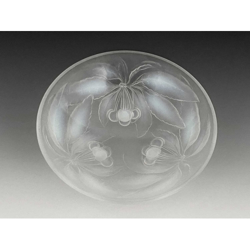 599 - G Vallon, an opalescent glass Cherry bowl, relief moulded, marked, 23.5cm diameter