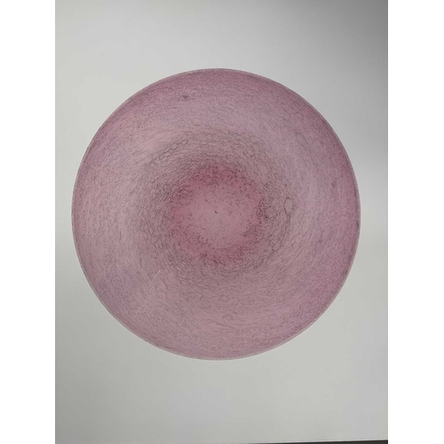 604 - John Walsh Walsh, a Pompeiian glass bowl, circa 1930, flared form, pink with random bubble inclusion... 