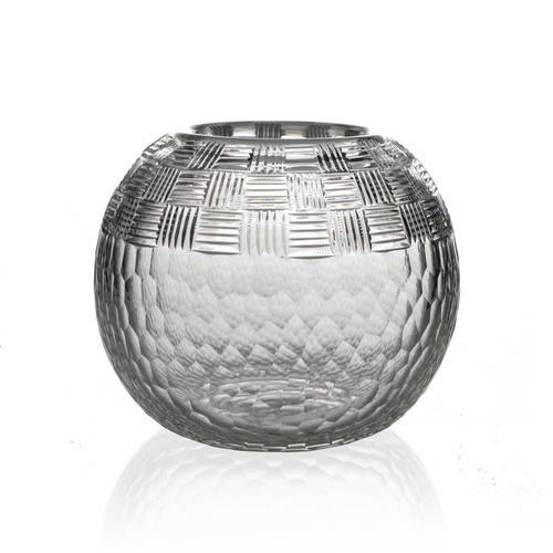 623 - Keith Murray for Stevens and Williams (attributed), an Art Deco cut glass vase, spherical form, mart... 