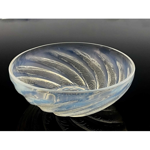 648 - Rene Lalique, a Poissons opalescent glass bowl, model 3211, designed circa 1921, polished, relief mo... 