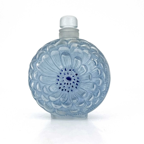 663 - Rene Lalique, a Dahlia glass perfume bottle, model 617, designed circa 1931, frosted with blue ename... 