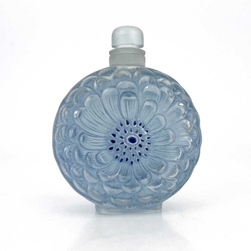 663 - Rene Lalique, a Dahlia glass perfume bottle, model 617, designed circa 1931, frosted with blue ename... 