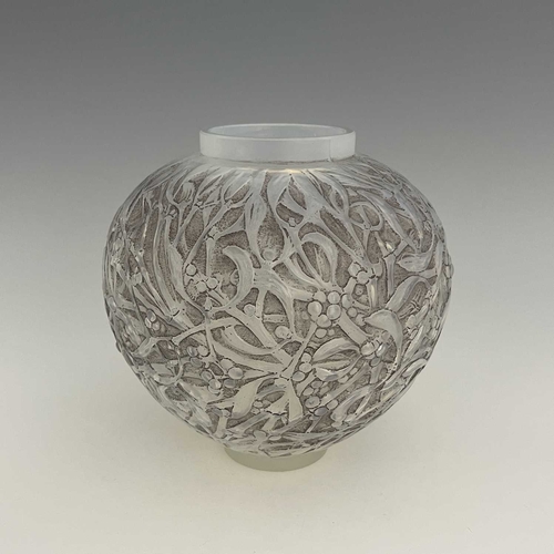 665 - Rene Lalique, a Gui opalescent glass vase, model 948, designed circa 1920, frosted and polished with... 