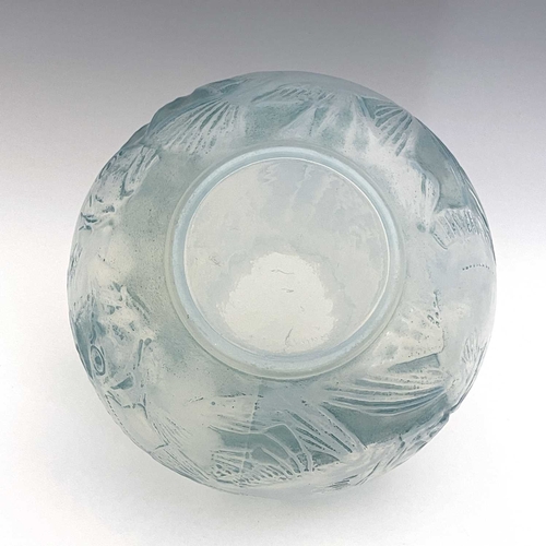 670 - Rene Lalique, a Poissons opalescent glass vase, model 925, designed circa 1921, frosted and polished... 