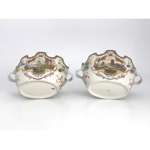 677 - A pair of Dresden porcelain Monteiths, 19th century, in the Meissen style, painted with quatrefoil p... 