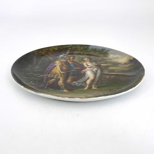 688 - A Vienna porcelain plate, painted with Venus and Hermes in a Romantic landscape, signed indistinctly... 