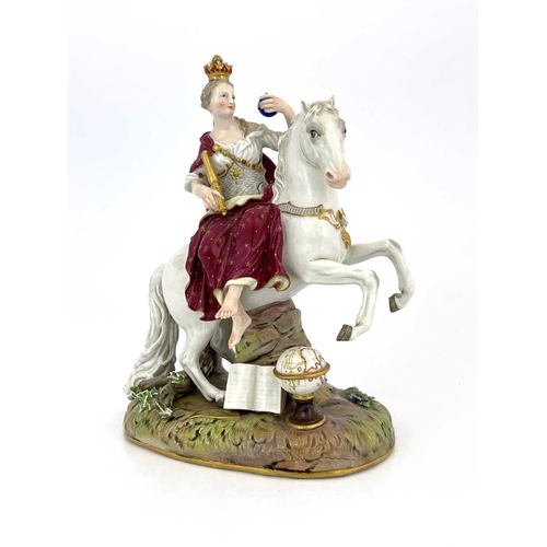 690 - A Meissen porcelain figure of Europa, after J J Kaendler, 19th century, modelled as an allegorical f... 