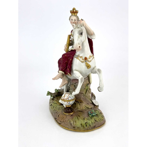 690 - A Meissen porcelain figure of Europa, after J J Kaendler, 19th century, modelled as an allegorical f... 