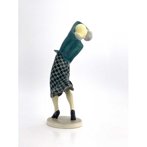 711 - Helen Konig Scavini for Lenci, a Colpo di Vento figure, circa 1932, modelled as a woman being buffet... 