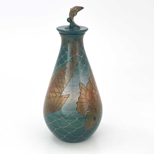 712 - Sally Tuffin for Dennis China Works, a limited edition Carp jar and cover, 2008, baluster form with ... 