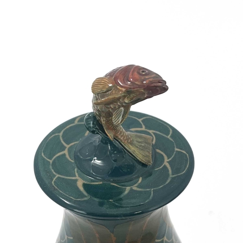 712 - Sally Tuffin for Dennis China Works, a limited edition Carp jar and cover, 2008, baluster form with ... 