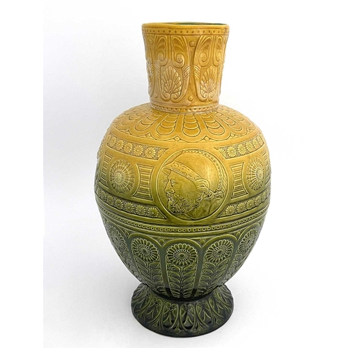 720 - Christopher Dresser for Ault, a large Aesthetic Movement art pottery vase, circa 1880, shouldered an... 