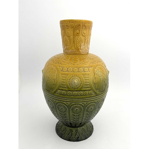 720 - Christopher Dresser for Ault, a large Aesthetic Movement art pottery vase, circa 1880, shouldered an... 