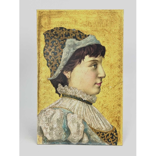 721 - Louis Gustave Siever for G L Siever and Co., Worcester, an Aesthetic Movement painted tile, 1882, th... 