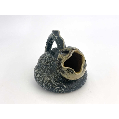 732 - Robert Wallace Martin for Martin Brothers, a grotesque and characterful stoneware rodent jug, 1882, ... 