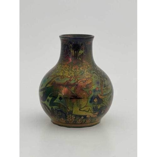 737 - Charles Cundall for Pilkington, a Royal Lancastrian lustre vase, 1910, bulbous form, painted with br... 