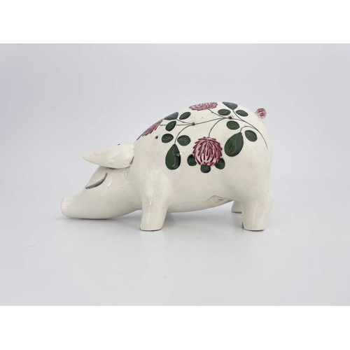 741 - Jan Plichta, a Wemyss Ware painted pig, decorated with clover, printed marks, 22cm long