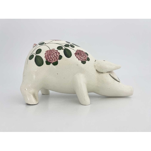 741 - Jan Plichta, a Wemyss Ware painted pig, decorated with clover, printed marks, 22cm long