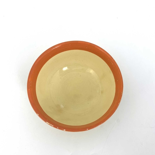 742 - Clarice Cliff for Wilkinson, a Lily bowl, yellow, blue and orange bands, Fantasque marks, 16.5cm dia... 