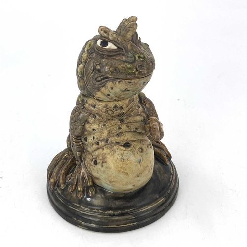 748 - Andrew Hull, a grotesque and characterful stoneware sculptural jar, modelled as a pointing toad, imp... 