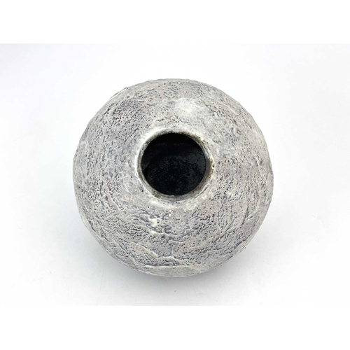 750 - Philip Evans (British, 1959), a stoneware-thrown textured vase, decorated with grey/lavender and whi... 