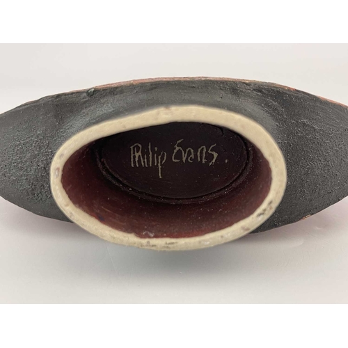 755 - Philip Evans (British, 1959), a stoneware hand-built textured spade form, multi-fired with stained p... 