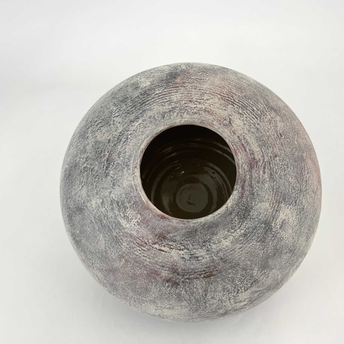 756 - Philip Evans (British, 1959), a large stoneware-thrown textured vase, decorated with grey and white ... 