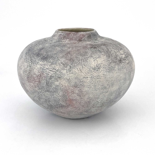 756 - Philip Evans (British, 1959), a large stoneware-thrown textured vase, decorated with grey and white ... 