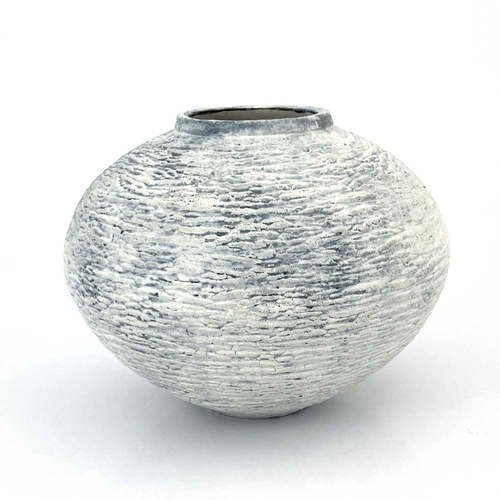 757 - Philip Evans (British, 1959), a large stoneware-thrown textured vase, decorated with grey and white ... 