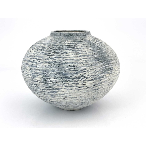 757 - Philip Evans (British, 1959), a large stoneware-thrown textured vase, decorated with grey and white ... 