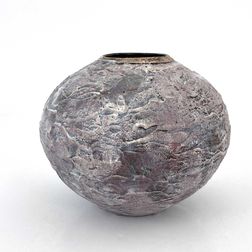 758 - Philip Evans (British, 1959), a large stoneware-thrown textured vase, decorated with grey and white ... 