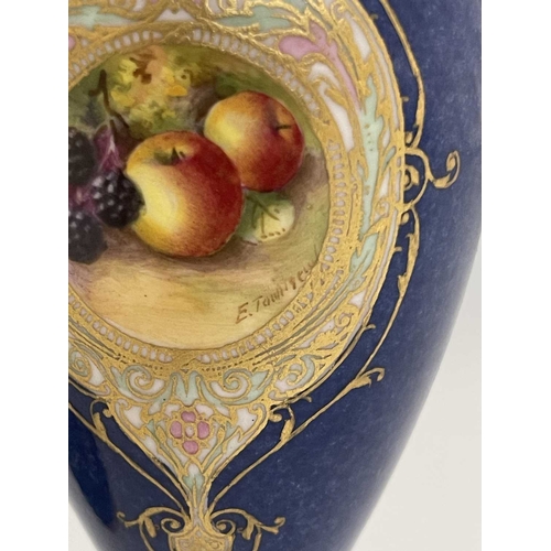 777 - Edward Townsend et al for Royal Worcester, a pair of fruit painted vases and covers, circa 1938, ovo... 