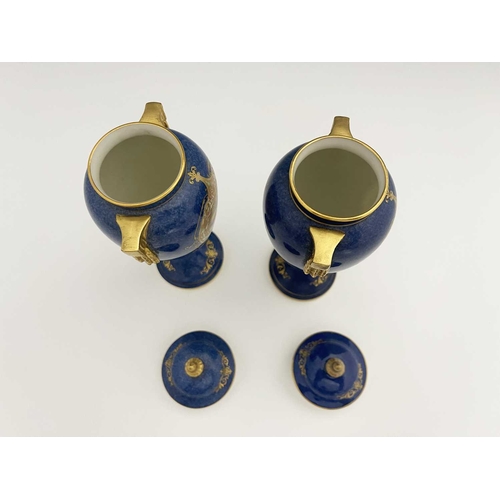 777 - Edward Townsend et al for Royal Worcester, a pair of fruit painted vases and covers, circa 1938, ovo... 