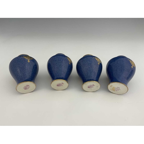 778 - A set of four Royal Worcester fruit painted vases, circa 1938, baluster form, decorated with fruit o... 