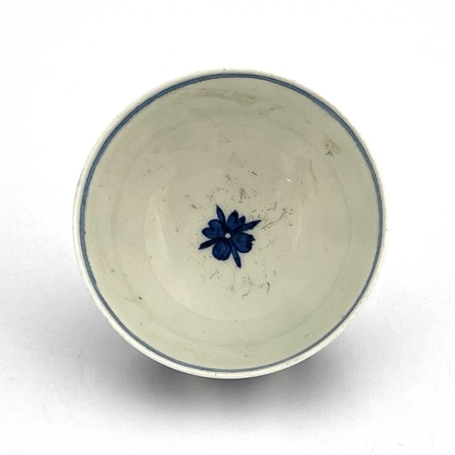 825 - A Lowestoft blue and white tea bowl, crescent mark, circa 1770, in the Robert Browne pattern, 7.5cm ... 