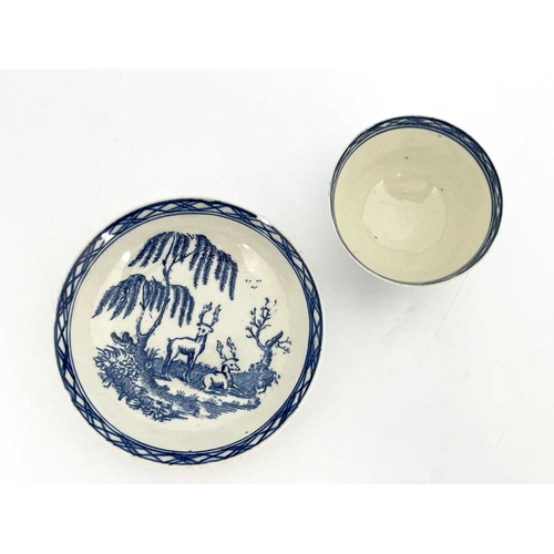 826 - A Penningtons Liverpool porcelain tea bowl and saucer, circa 1770-80, blue and white transfer printe... 