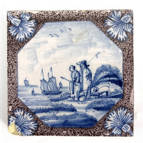 836 - A set of four London Delft tiles, circa 1750 (4)