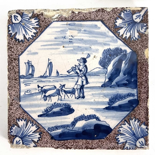 836 - A set of four London Delft tiles, circa 1750 (4)